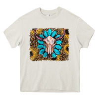 Cream leopard sunflowers and gemstone skull Heavy Core Tee - RanaPortraitStore