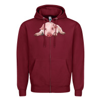 Burgundy baby pig Zipper Hoodie - RanaPortraitStore