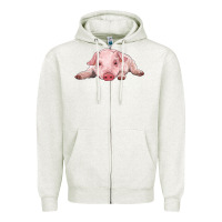 Oatmeal Heather baby pig Zipper Hoodie - RanaPortraitStore