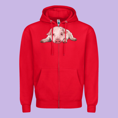 Baby Pig Zipper Hoodie Designed By Ranaportraitstore