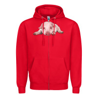 Red baby pig Zipper Hoodie - RanaPortraitStore