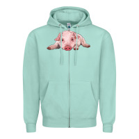 Seafoam baby pig Zipper Hoodie - RanaPortraitStore