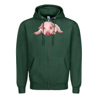 Sports Green baby pig Zipper Hoodie - RanaPortraitStore