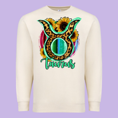 Taurus Zodiac Sign Sunflower Leopard Serape Premium Sweatshirt Designed By Ranaportraitstore