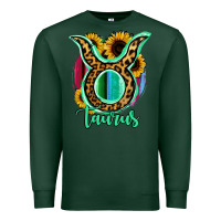 Sports Green Taurus Zodiac Sign Sunflower Leopard Serape Premium Sweatshirt - RanaPortraitStore