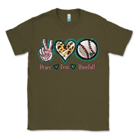 Army Green Peace Love Baseball Classic Tee - Jasminsmagicworld