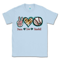 Dusty Blue Peace Love Baseball Classic Tee - Jasminsmagicworld