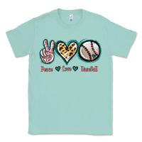Seafoam Peace Love Baseball Classic Tee - Jasminsmagicworld