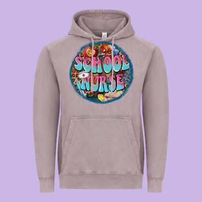 Western Groovy School Nurse Vintage Hoodie Designed By Barkaloodesign