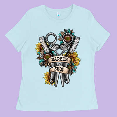 Barber Shop Ladies Tee Designed By Sublimationcraftshop