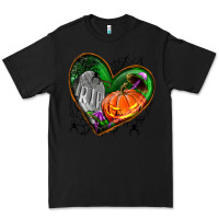 Black halloween heart with pumpkin Premium Tee - BundleAndBundleShop