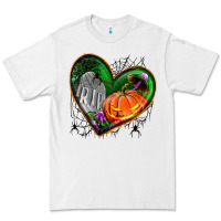 White halloween heart with pumpkin Premium Tee - BundleAndBundleShop