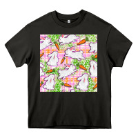 Asphalt Easter Bunnies With Carrots Seamless Pattern Heavy Core Tee - BundleAndBundleShop