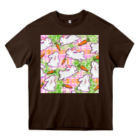 Chocolate Brown Easter Bunnies With Carrots Seamless Pattern Heavy Core Tee - BundleAndBundleShop