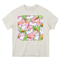Cream Easter Bunnies With Carrots Seamless Pattern Heavy Core Tee - BundleAndBundleShop