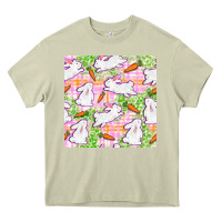 Mossy Easter Bunnies With Carrots Seamless Pattern Heavy Core Tee - BundleAndBundleShop
