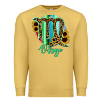 Antique Gold Virgo Zodiac Sign Sunflower Leopard Serape Premium Sweatshirt - RanaPortraitStore