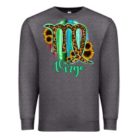 Charcoal Heather Virgo Zodiac Sign Sunflower Leopard Serape Premium Sweatshirt - RanaPortraitStore