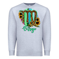 Heather Grey Virgo Zodiac Sign Sunflower Leopard Serape Premium Sweatshirt - RanaPortraitStore