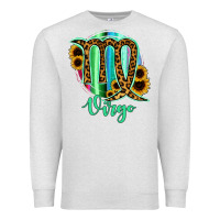 Oatmeal Heather Virgo Zodiac Sign Sunflower Leopard Serape Premium Sweatshirt - RanaPortraitStore