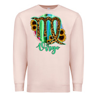 Pale Pink Virgo Zodiac Sign Sunflower Leopard Serape Premium Sweatshirt - RanaPortraitStore