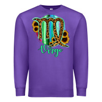Purple Virgo Zodiac Sign Sunflower Leopard Serape Premium Sweatshirt - RanaPortraitStore