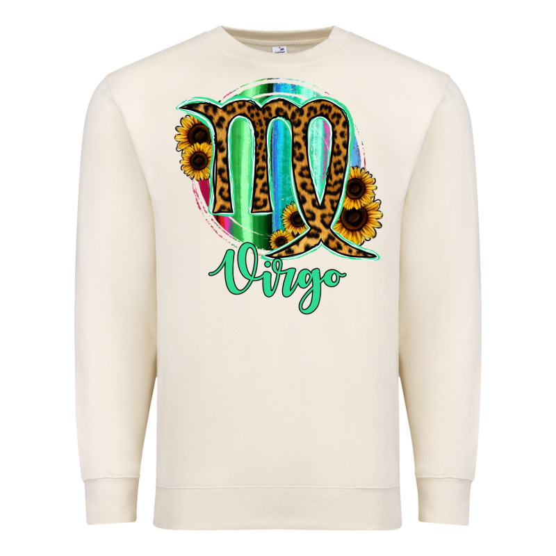 Virgo Zodiac Sign Sunflower Leopard Serape Premium Sweatshirt by RanaPortraitStore | Teevron