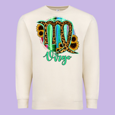 Virgo Zodiac Sign Sunflower Leopard Serape Premium Sweatshirt Designed By Ranaportraitstore