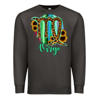 Smoke Virgo Zodiac Sign Sunflower Leopard Serape Premium Sweatshirt - RanaPortraitStore