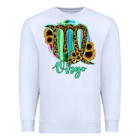 White Virgo Zodiac Sign Sunflower Leopard Serape Premium Sweatshirt - RanaPortraitStore
