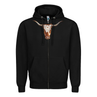 Black longhorn cow head Zipper Hoodie - RanaPortraitStore