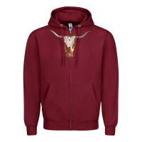 Burgundy longhorn cow head Zipper Hoodie - RanaPortraitStore