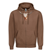 Chestnut longhorn cow head Zipper Hoodie - RanaPortraitStore