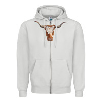 Dove Grey longhorn cow head Zipper Hoodie - RanaPortraitStore
