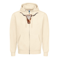 Sandshell longhorn cow head Zipper Hoodie - RanaPortraitStore