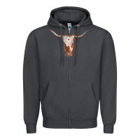 Smoke longhorn cow head Zipper Hoodie - RanaPortraitStore