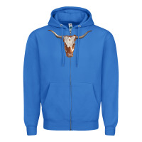 True Royal longhorn cow head Zipper Hoodie - RanaPortraitStore