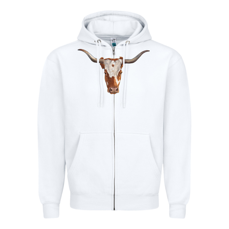 Longhorn Cow Head Zipper Hoodie by RanaPortraitStore | Teevron