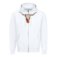 White longhorn cow head Zipper Hoodie - RanaPortraitStore