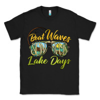 Black boat waves sun rays lake days Classic Tee - BarkalooDesign