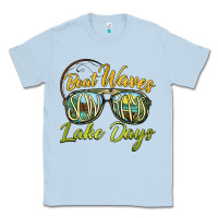 Dusty Blue boat waves sun rays lake days Classic Tee - BarkalooDesign