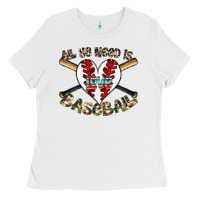 White all you need is love baseball Ladies Tee - CowhideDigitalArt