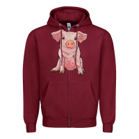 Burgundy sitting pig Zipper Hoodie - RanaPortraitStore