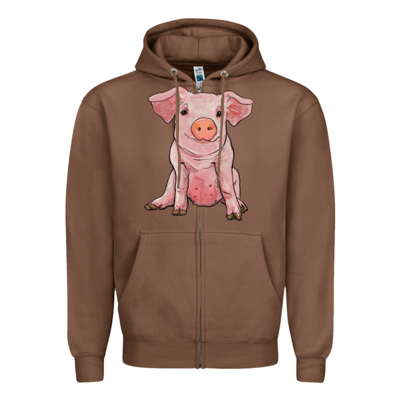 Sitting Pig Zipper Hoodie by RanaPortraitStore | Teevron