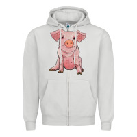 Dove Grey sitting pig Zipper Hoodie - RanaPortraitStore