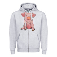 Heather Grey sitting pig Zipper Hoodie - RanaPortraitStore