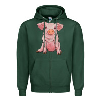 Sports Green sitting pig Zipper Hoodie - RanaPortraitStore