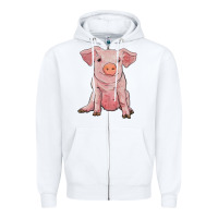 White sitting pig Zipper Hoodie - RanaPortraitStore