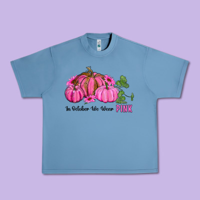 In October We Wear Pink Pumpkin And Sunflowers Urban Heavy Tee Designed By Ranaportraitstore