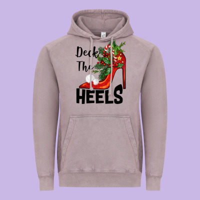 Deck The Heels Christmas Vintage Hoodie Designed By Barkaloodesign